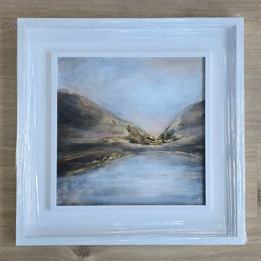 Framed painting of a Kerry landscape with mountains and water