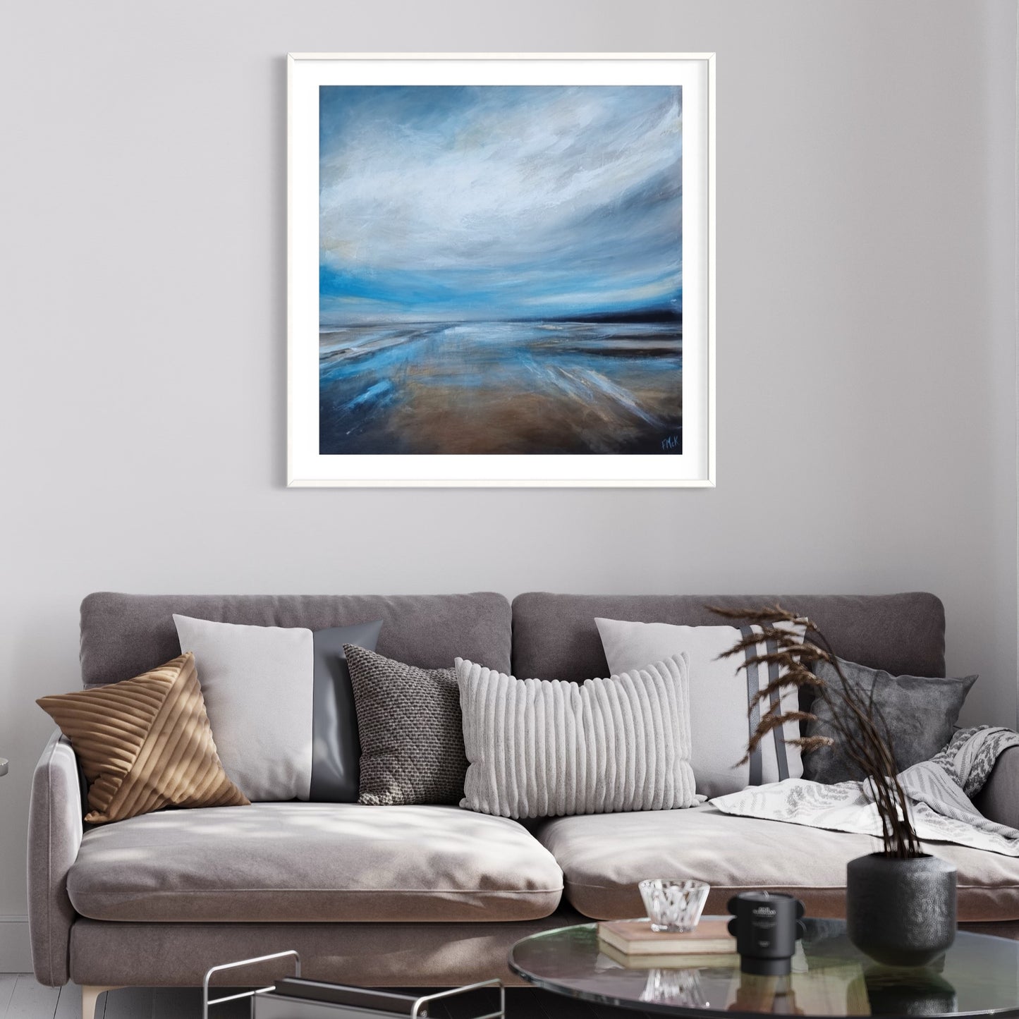 An original acrylic painting recalling a winter walk along the beach on the Wild Atlantic Way.