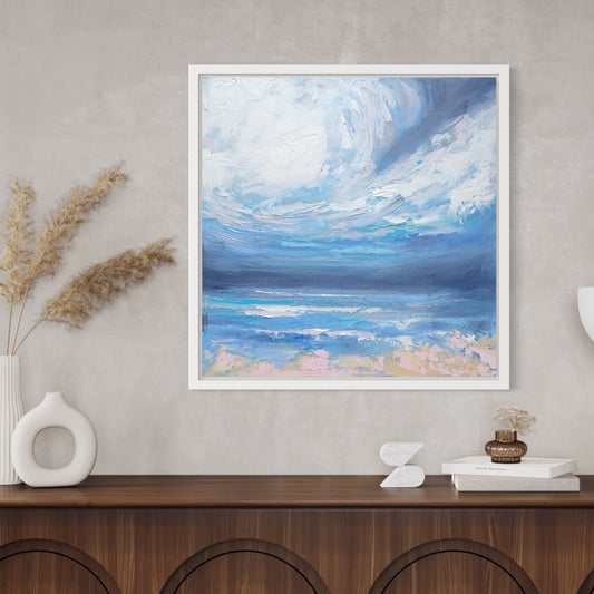 An original oil painting remembering a moment walking along the beach in Ireland on a fresh, crisp day.