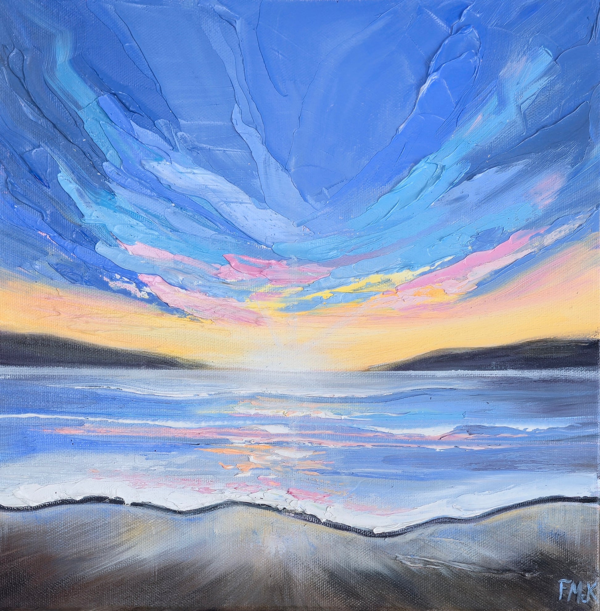 A coastal sunset painting 
