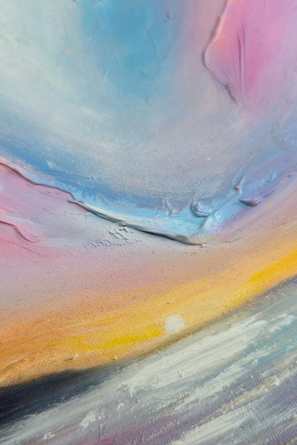 Close-up of a textured surface with pastel colors