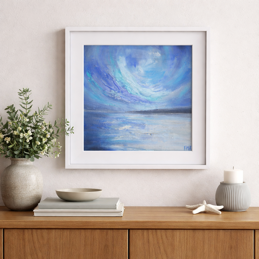 Framed coastal artwork