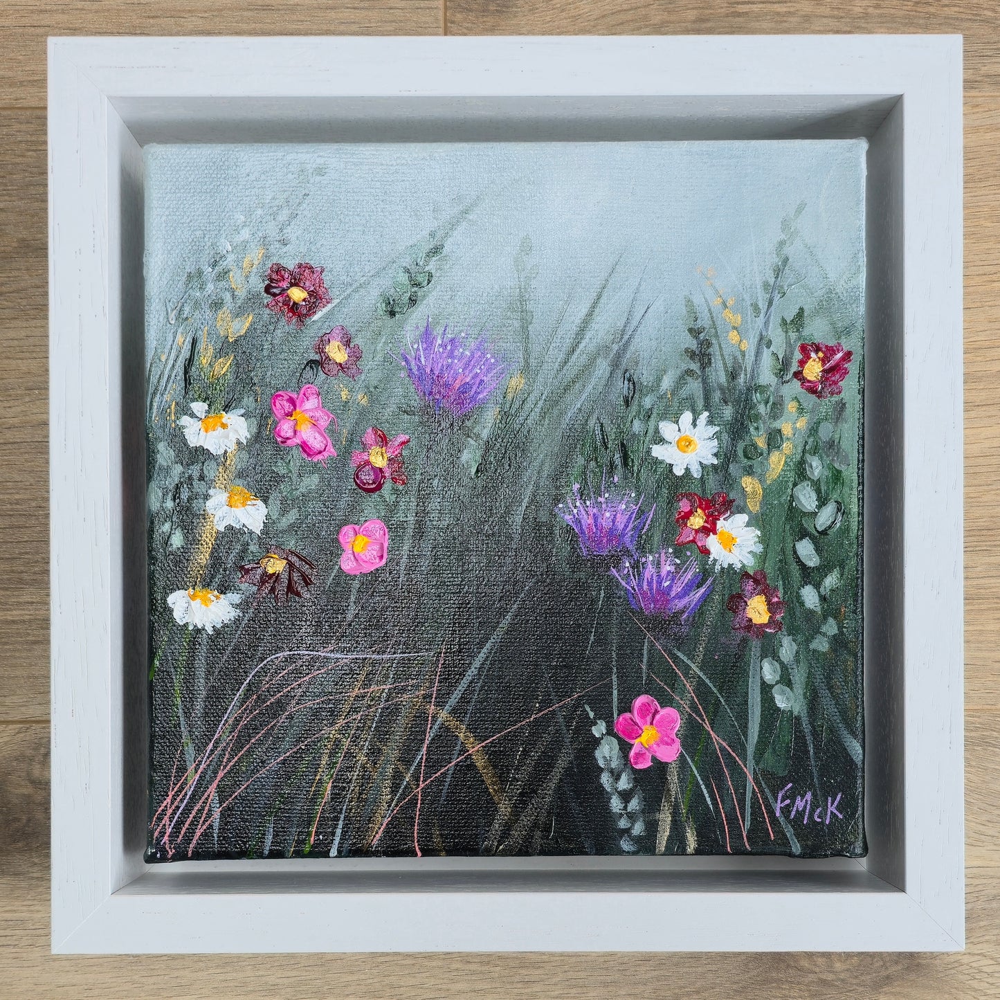 Framed floral painting