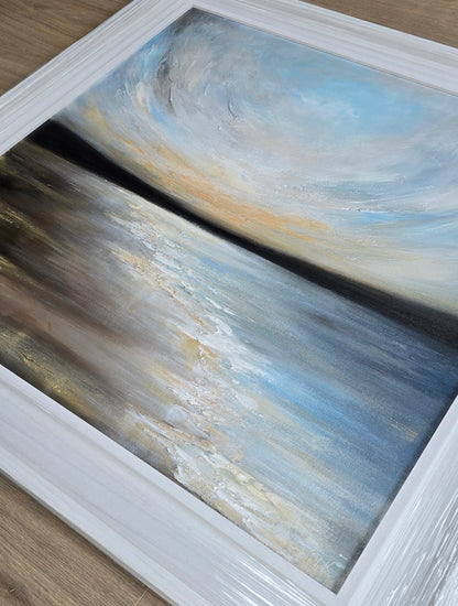 Golden sunset coastal painting