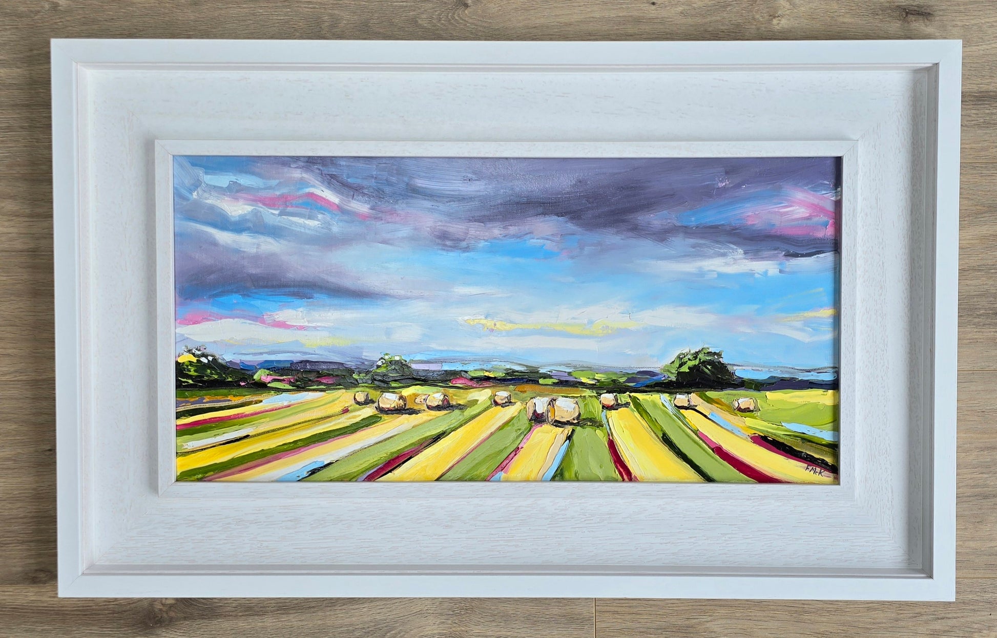 Countryside painting in frame by Irish artist Fiona McKenna