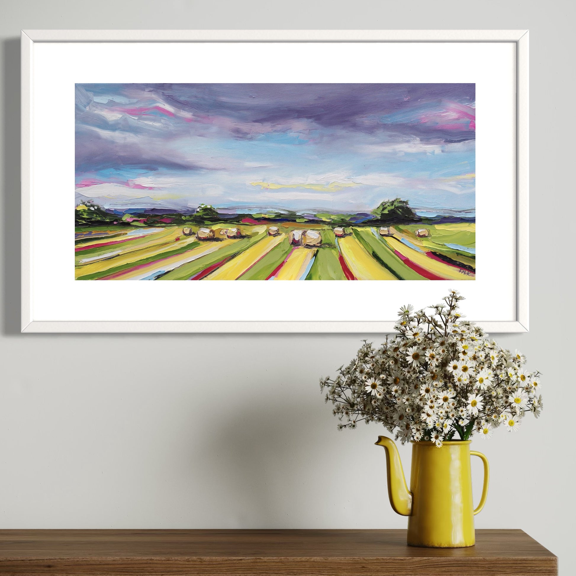 Hill of Tara painting on wall by Fiona McKenna Art