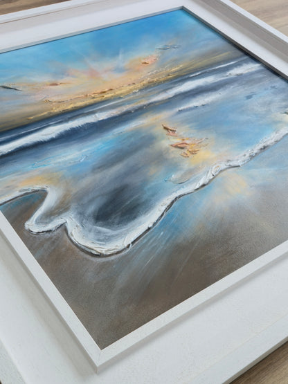 Framed coastal painting