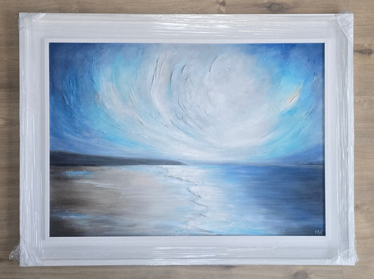 Coastal painting of waves and sky
