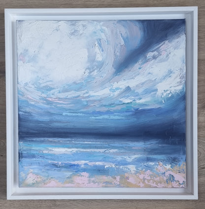 An original oil painting remembering a moment walking along the beach in Ireland on a fresh, crisp day. 