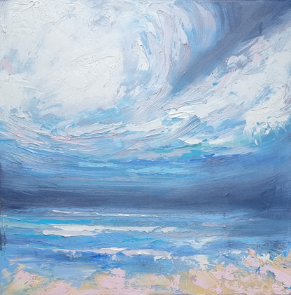 Beach painting blue