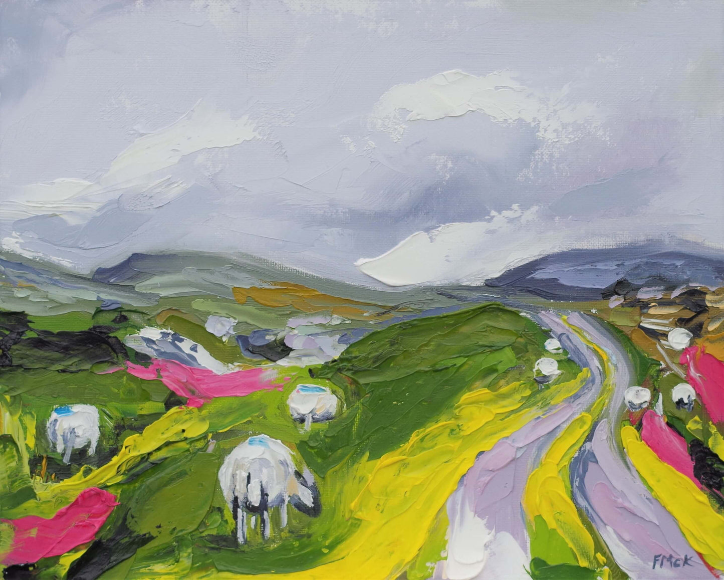 An original oil painting of a journey through the winding roads of Co. Donegal. A place to get away from it all - a place of peace and wild beauty.  8" x 10" (20cm x 25cm) on a canvas panel, unframed.