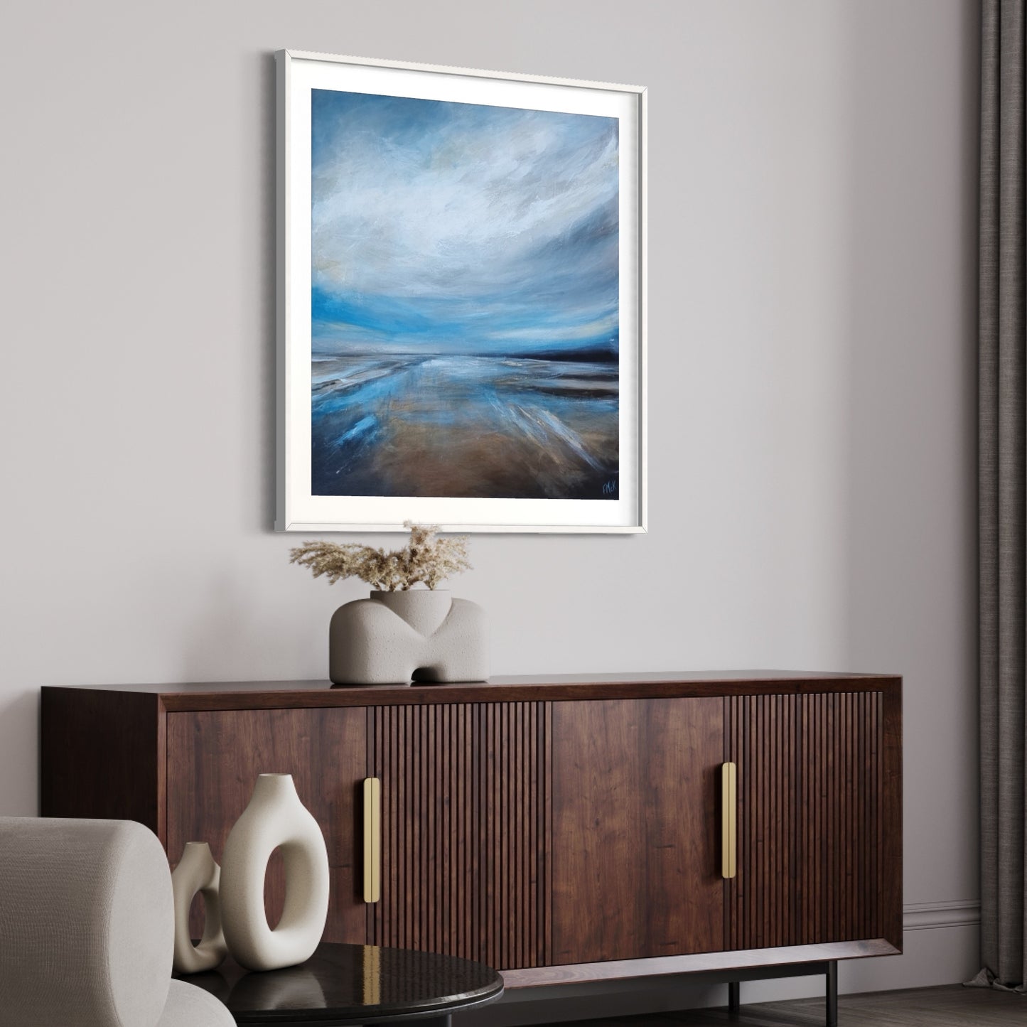 An original acrylic painting recalling a winter walk along the beach on the Wild Atlantic Way.