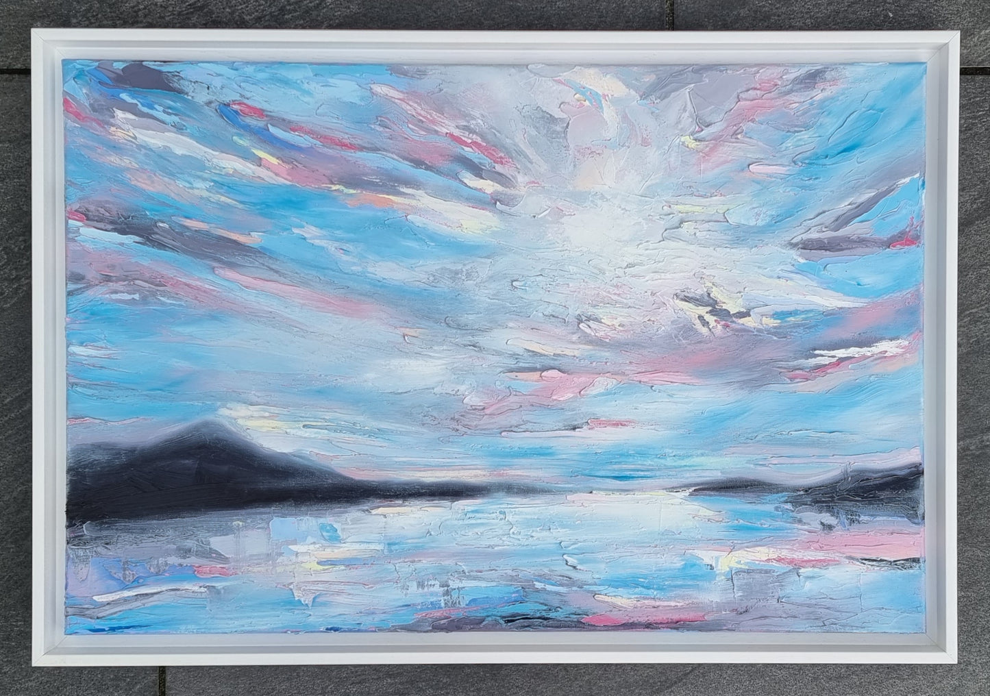 Original oil painting of Croagh Patrick from Westport in Co. Mayo. Vibrant colours full of positivity and hope by Irish artist Fiona McKenna.
