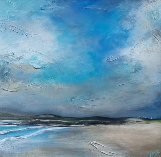 An original acrylic painting of a stunning beach in the West of Ireland on a summer's day.